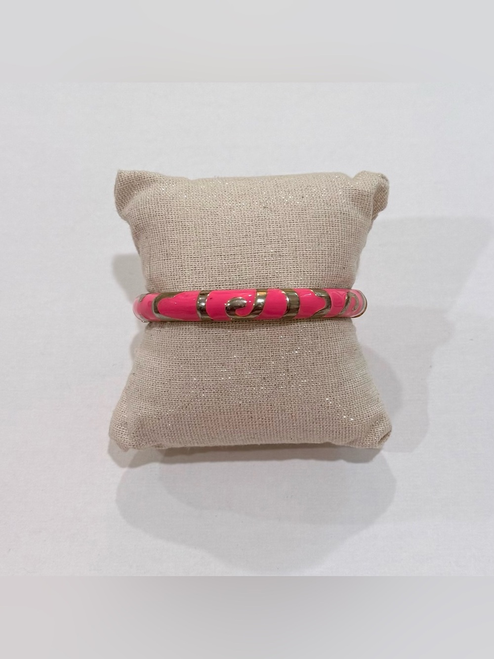 Y2K Gold plated enamel hot pink bangle bracelet